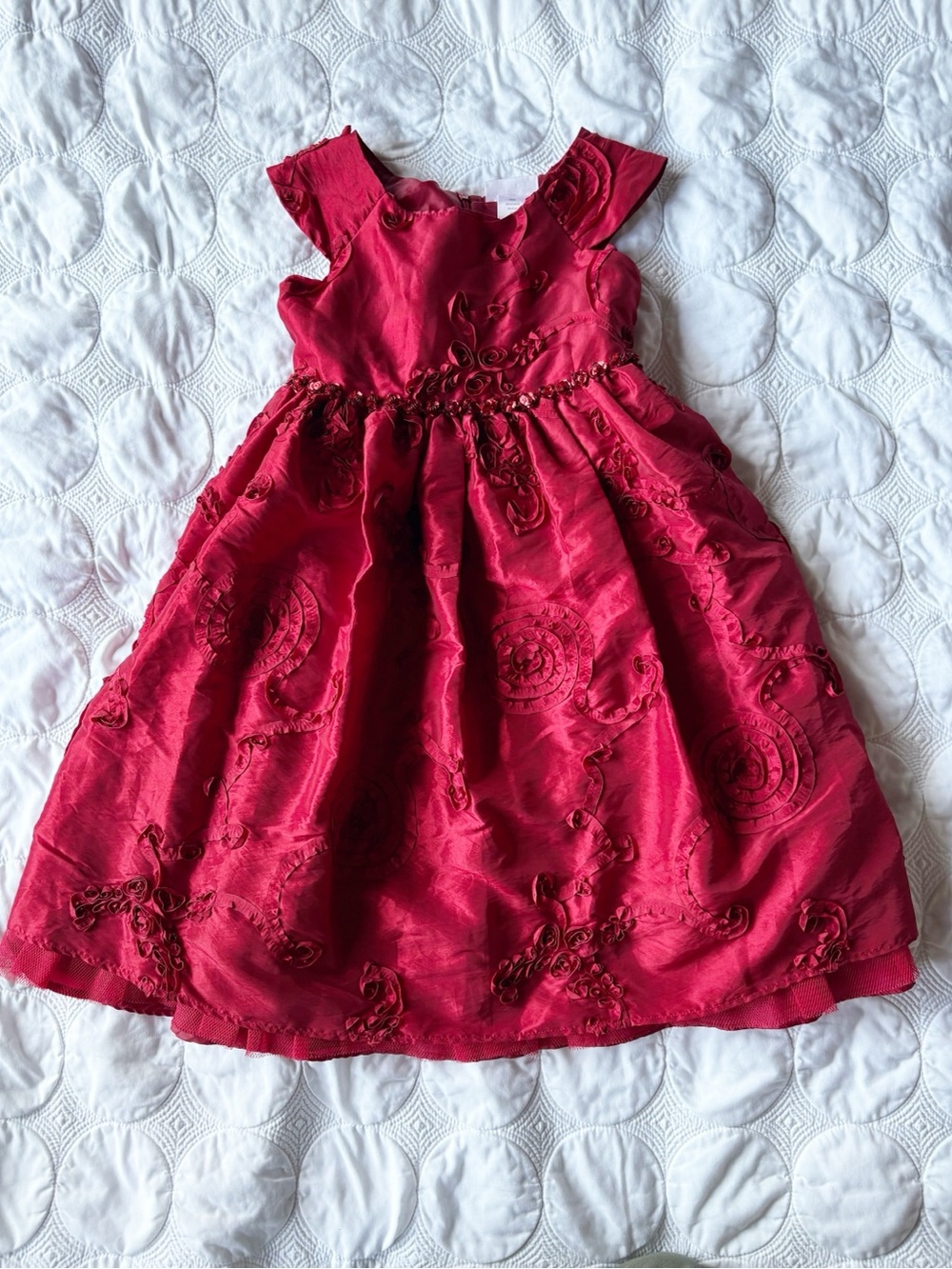 Sweet Heart Rose Girls Maroon Burgundy Rosette Appliqué Party Holiday Dress